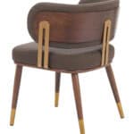 Walnut Brown Dining Chair with Faux Wood Steel Legs and Armrests