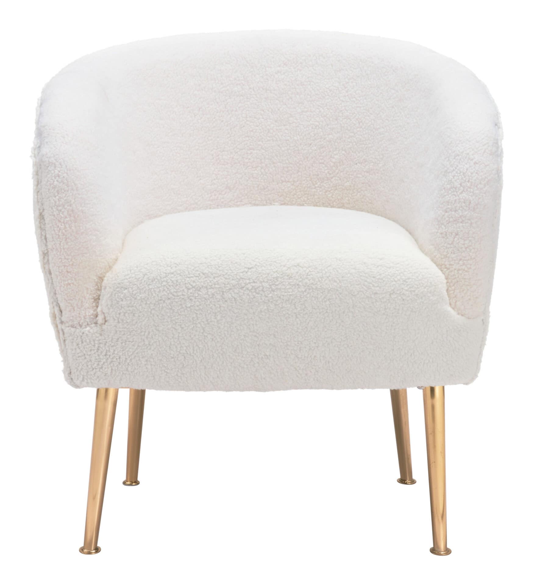 Beige Sherpa Accent Chair with Gold Legs and Armrests 4 Beige Sherpa Accent Chair with Gold Legs and Armrests - Image 4