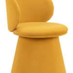 Orange Velvet Swivel Dining Chair with 360-Degree Base