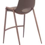 Mid-Century Modern Counter Stool Brown with Walnut Legs (Set of 2)