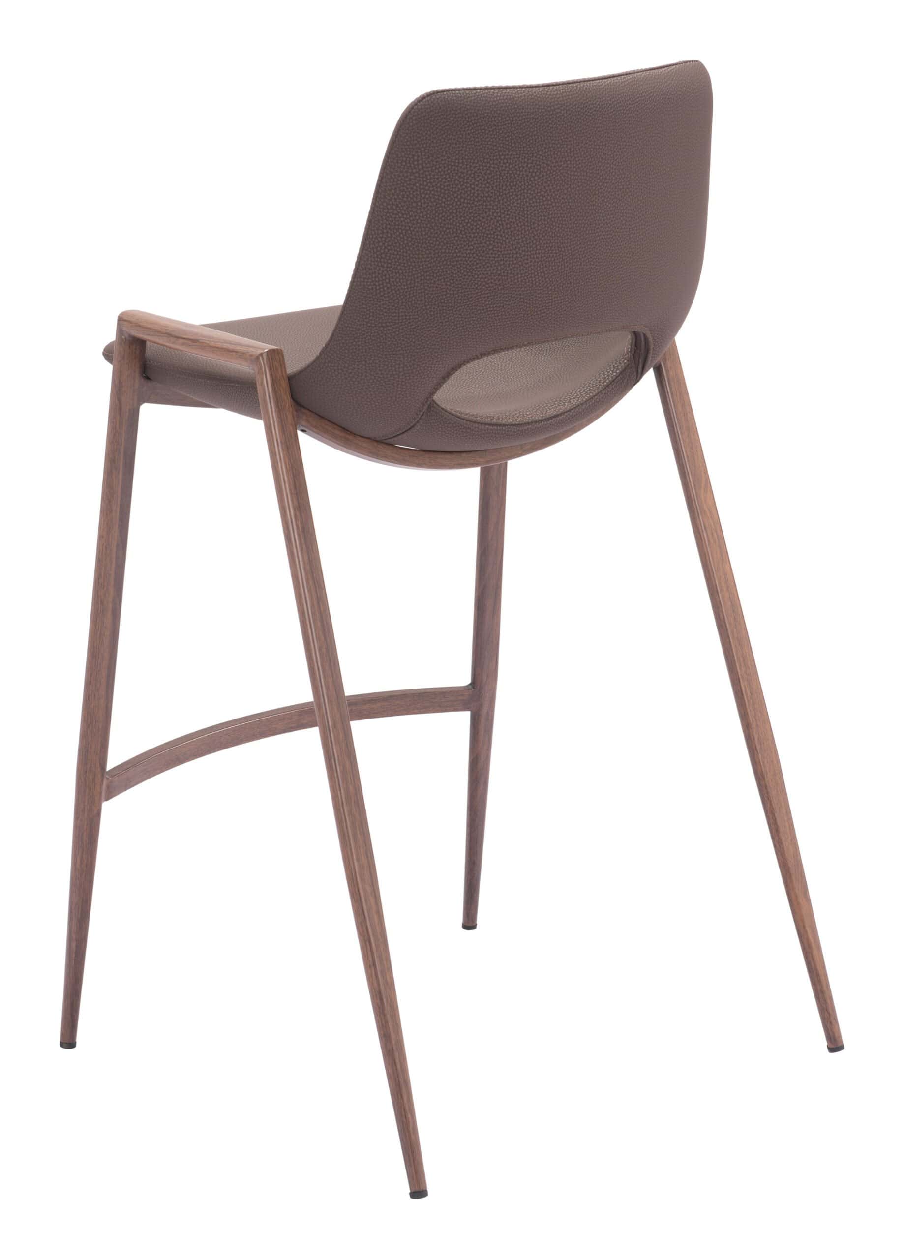 Mid-Century Modern Counter Stool Brown with Walnut Legs (Set of 2)