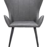 Vintage Gray Faux Leather Dining Chairs with Steel Base (Set of 2)