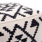 Boho Woven Cotton Ottoman with Rubber Feet Beige and Black 10 Boho Woven Cotton Ottoman with Rubber Feet Beige and Black