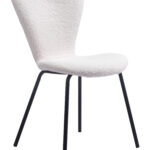 Mid-Century Modern Ivory Dining Chair, Stackable, Steel Frame (Set of 2)