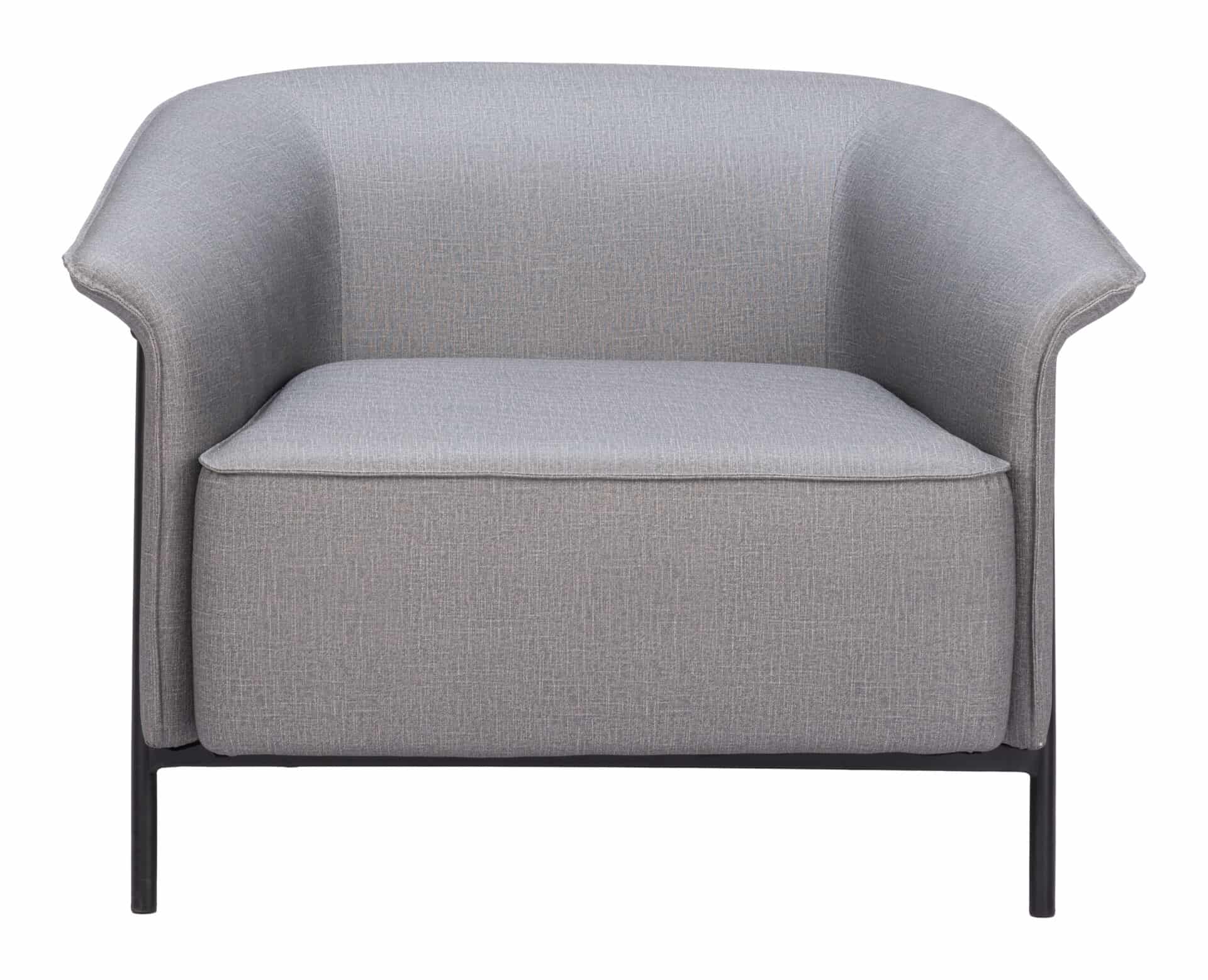 Slate Gray Vinyl Accent Chair with Steel Frame and Armrests 3 Slate Gray Vinyl Accent Chair with Steel Frame and Armrests - Image 3