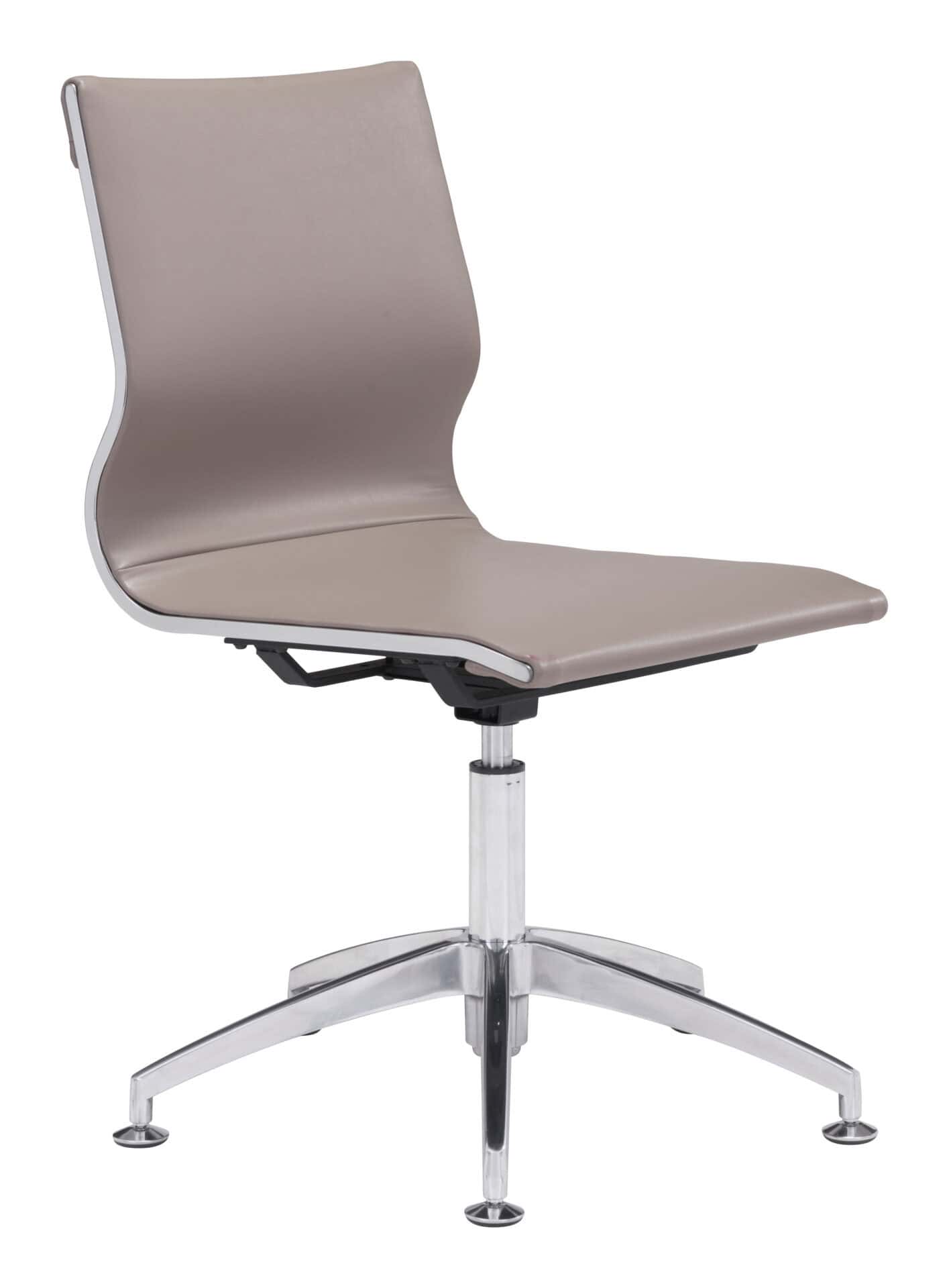 Slim Faux Leather Glider Chair with Lumbar Support, Taupe Finish 2 Slim Faux Leather Glider Chair with Lumbar Support, Taupe Finish - Image 2
