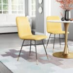 Yellow Polyester Upholstered Dining Chair with Gold-Tipped Legs (Set of 2) 9 Yellow Polyester Upholstered Dining Chair with Gold-Tipped Legs (Set of 2)