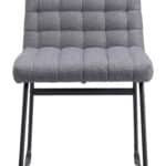 Modern Gray Dining Chairs with Tufted Upholstery and Steel Legs (Set of 2)