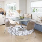 Modern Glam Round Dining Table with Marble Top and Steel Base 9 Modern Glam Round Dining Table with Marble Top and Steel Base