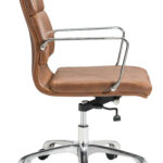 Vintage Brown Faux Leather Swivel Office Chair with Adjustable Height