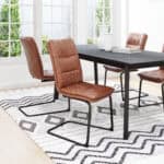 Vintage Brown Faux Leather Dining Chair with Steel Frame (Set of 2) 10 Vintage Brown Faux Leather Dining Chair with Steel Frame (Set of 2)