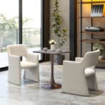 Linen-Style Upholstered Dining Chair with Armrests and Solid Wood Frame 11 Linen-Style Upholstered Dining Chair with Armrests and Solid Wood Frame