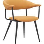 Modern Faux Leather Dining Chair with Armrests and Steel Legs 8 Modern Faux Leather Dining Chair with Armrests and Steel Legs