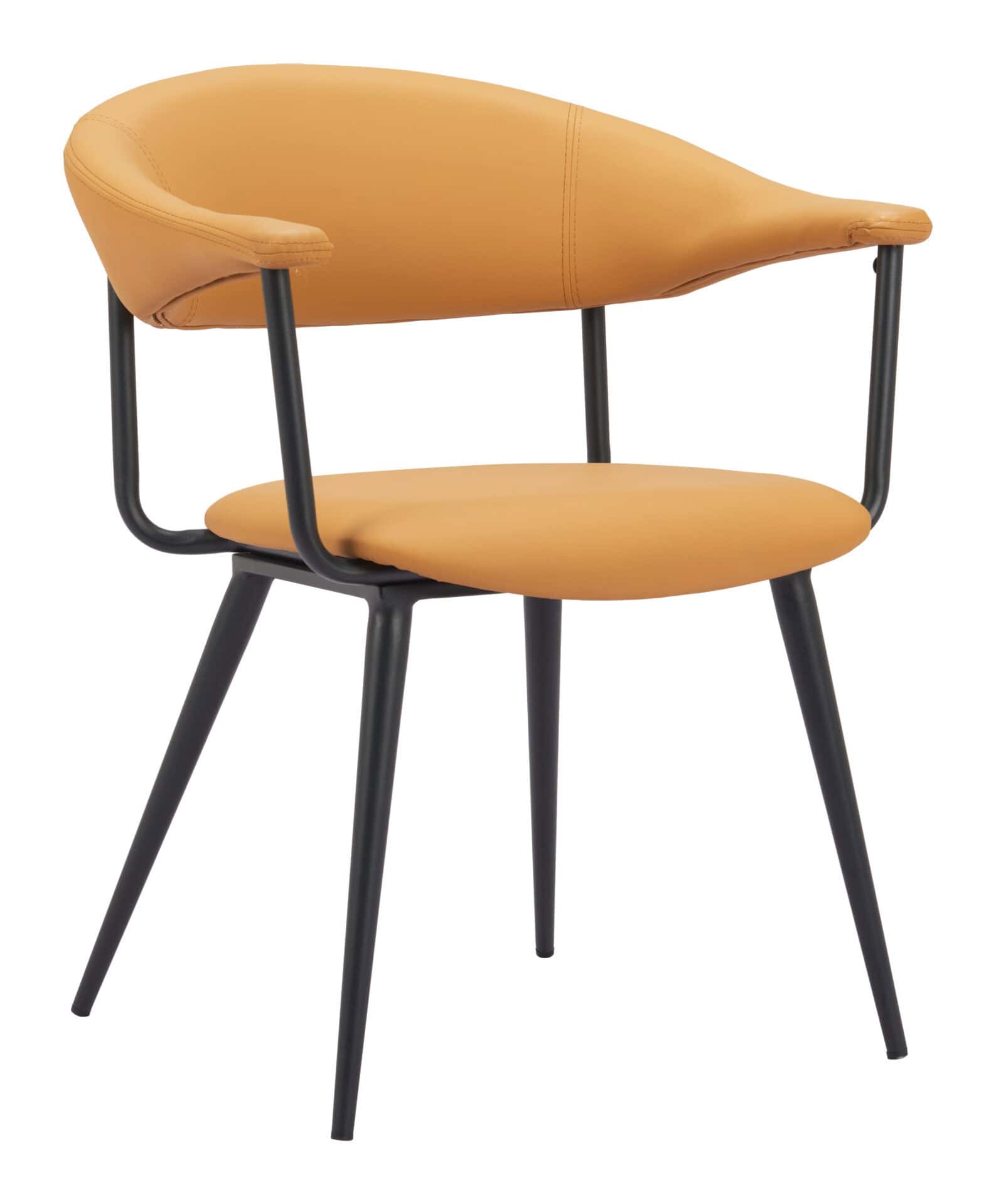 Modern Faux Leather Dining Chair with Armrests and Steel Legs 1 Modern Faux Leather Dining Chair with Armrests and Steel Legs