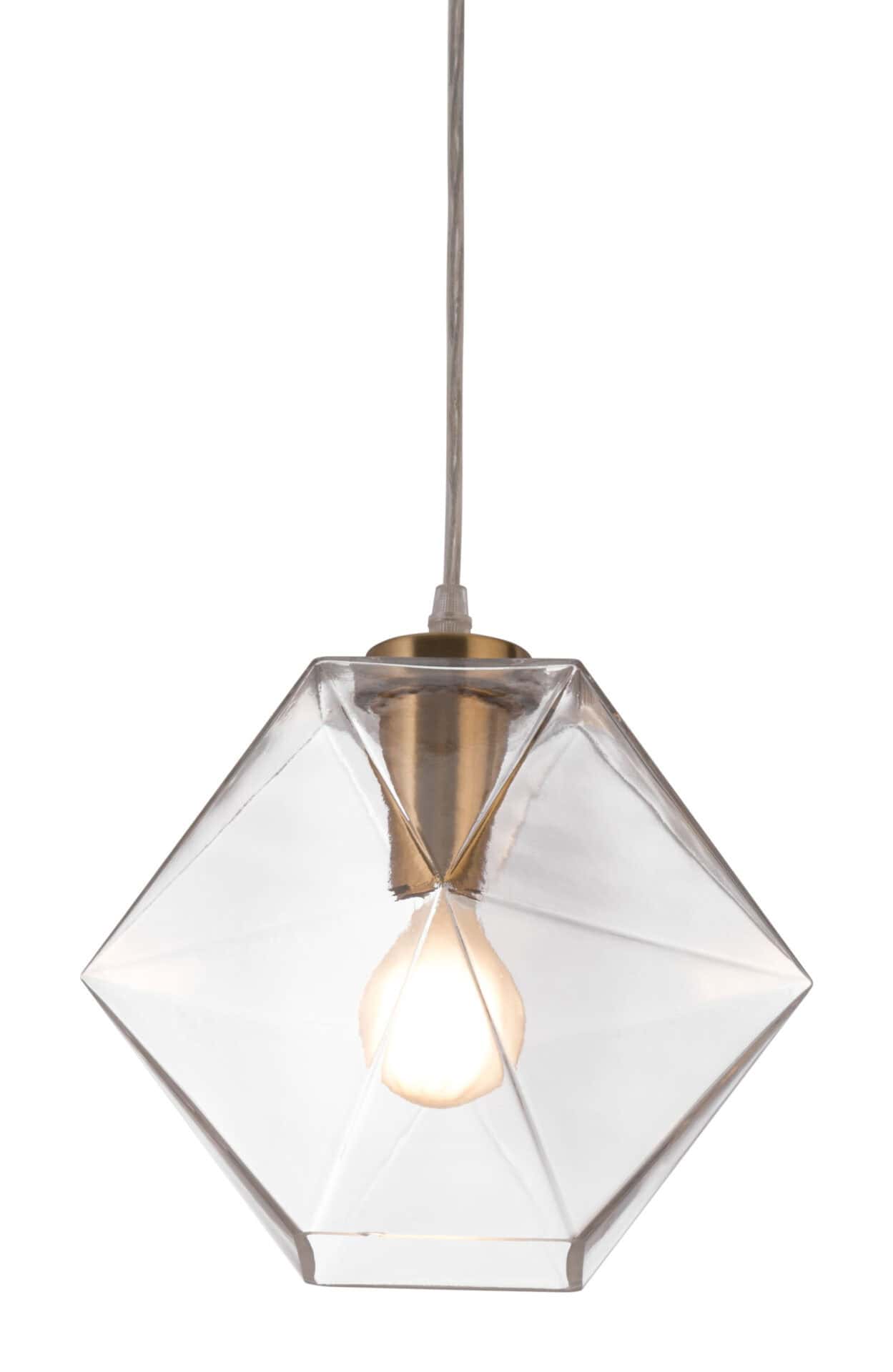 Geometric Brass Ceiling Lamp with Tempered Glass Shade 7 Geometric Brass Ceiling Lamp with Tempered Glass Shade - Image 7