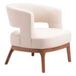 Beige Accent Chair with Wood Base and Durable Vinyl Upholstery 17 Beige Accent Chair with Wood Base and Durable Vinyl Upholstery