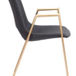 Black and Gold Mid-Century Modern Dining Chair with Faux Leather (Set of 2)