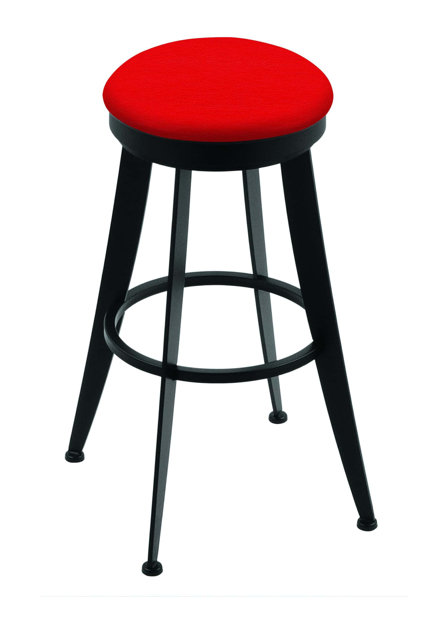 30-Inch Backless Bar Stool with Steel Frame, Black Wrinkle Finish, Canter Red Seat, and Tapered-Leg Base 4 30-Inch Backless Bar Stool with Steel Frame, Black Wrinkle Finish, Canter Red Seat, and Tapered-Leg Base