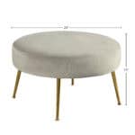 Modern Grey Velour Footstool with Gold Legs and Rubberwood Frame