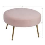 Pink Velour Footstool with Gold Legs, Modern Design