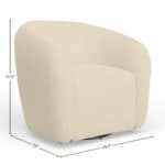 Ivory Cream Modern Swivel Accent Chair in Acacia and Polyester 10 Ivory Cream Modern Swivel Accent Chair in Acacia and Polyester