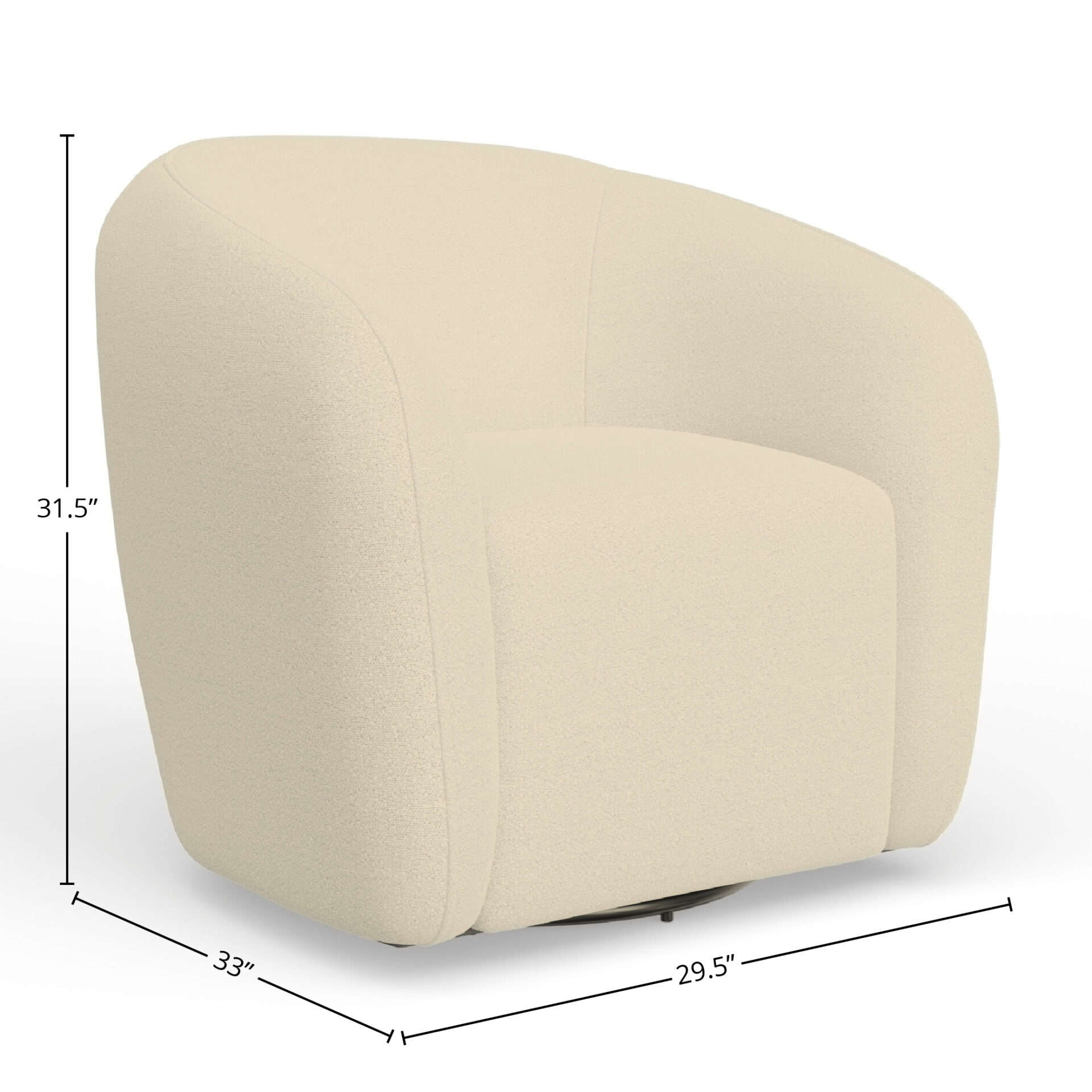 Ivory Cream Modern Swivel Accent Chair in Acacia and Polyester 5 Ivory Cream Modern Swivel Accent Chair in Acacia and Polyester - Image 5
