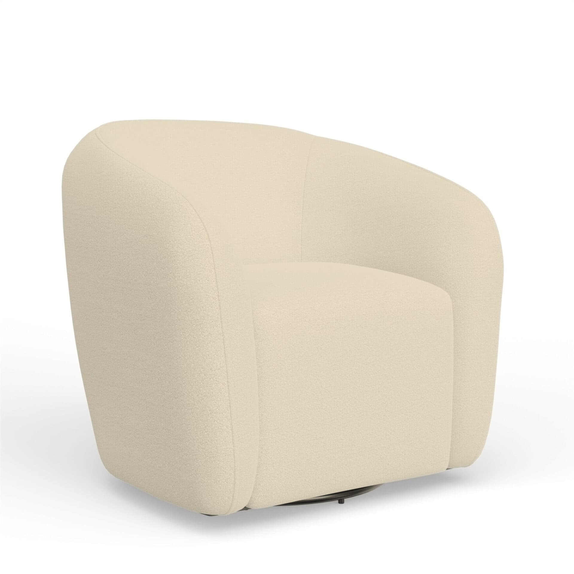 Ivory Cream Modern Swivel Accent Chair in Acacia and Polyester 2 Ivory Cream Modern Swivel Accent Chair in Acacia and Polyester - Image 2