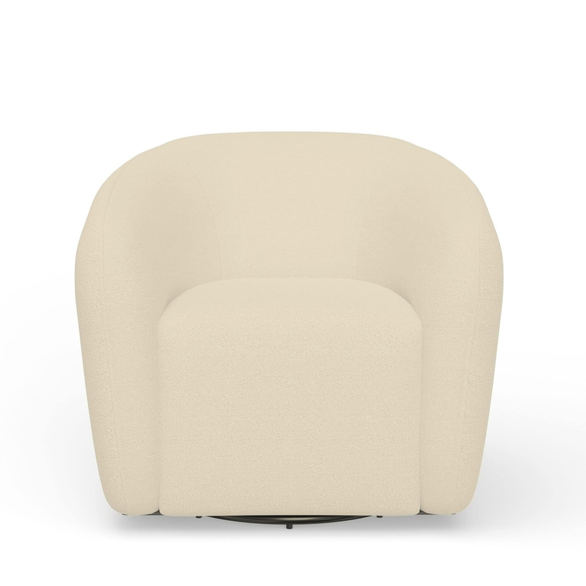 Ivory Cream Modern Swivel Accent Chair in Acacia and Polyester 3 Ivory Cream Modern Swivel Accent Chair in Acacia and Polyester - Image 3