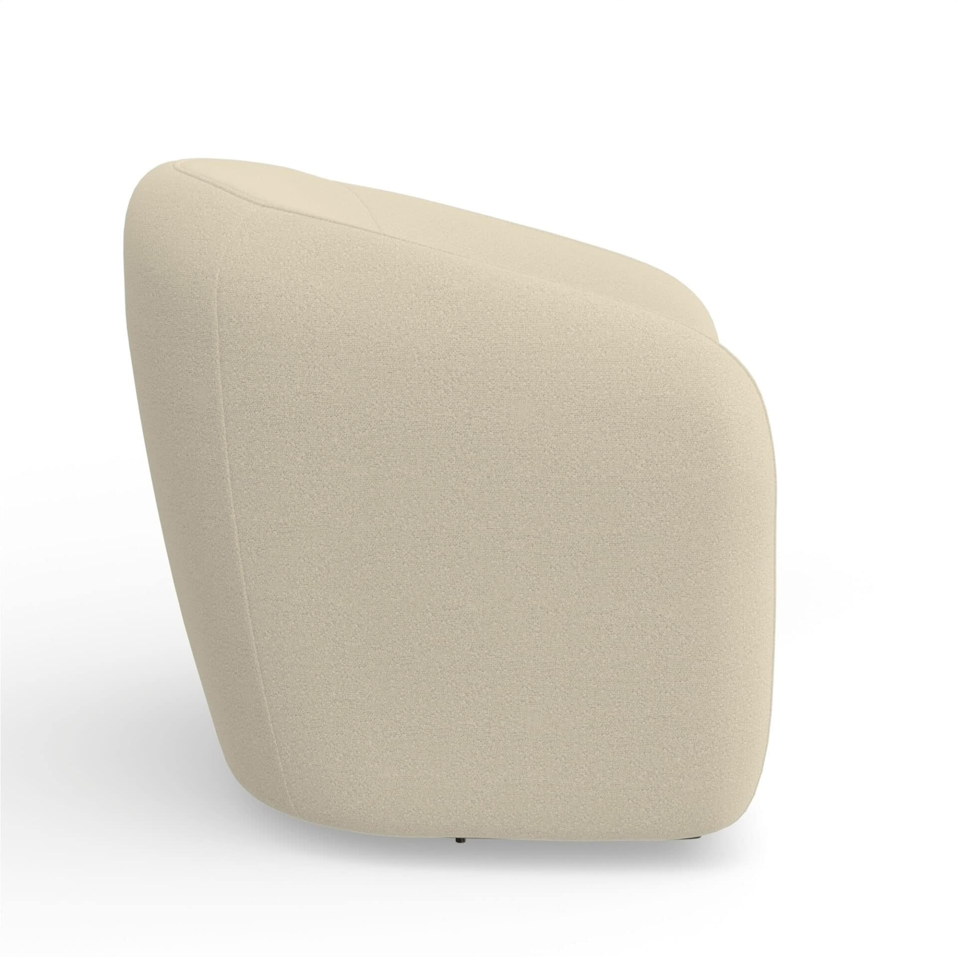 Ivory Cream Modern Swivel Accent Chair in Acacia and Polyester 4 Ivory Cream Modern Swivel Accent Chair in Acacia and Polyester - Image 4