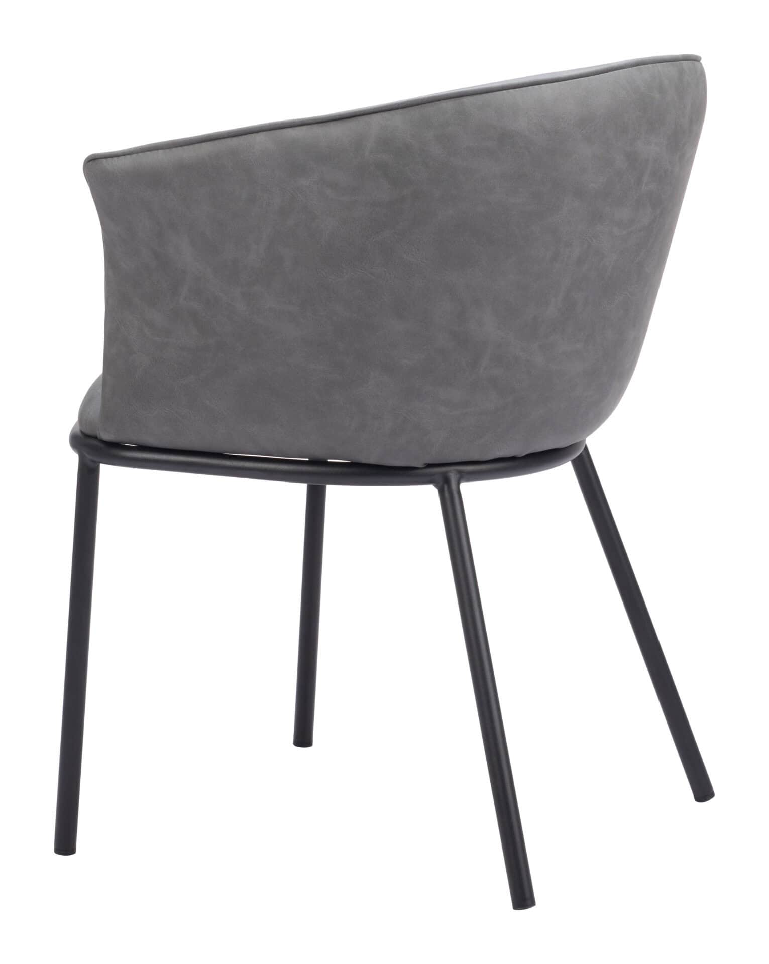 Modern Gray Dining Chair with Steel Frame and Faux Leather Upholstery 5 Modern Gray Dining Chair with Steel Frame and Faux Leather Upholstery - Image 5
