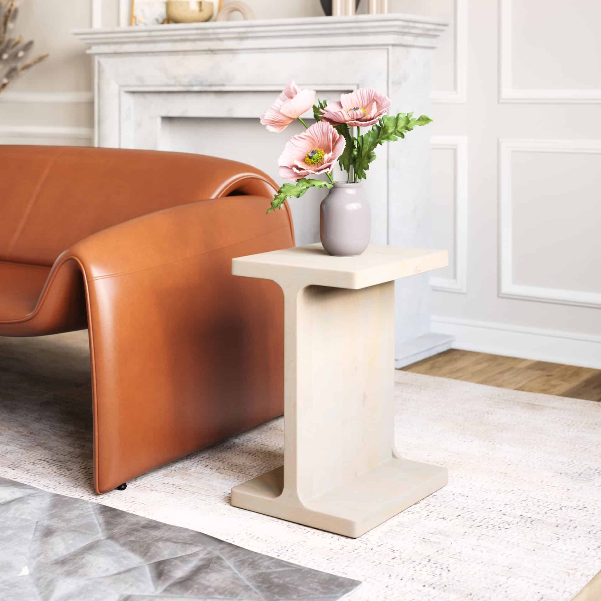 Natural Mango Wood Side Table with Rectangular Top and Rubber Feet 1 Natural Mango Wood Side Table with Rectangular Top and Rubber Feet