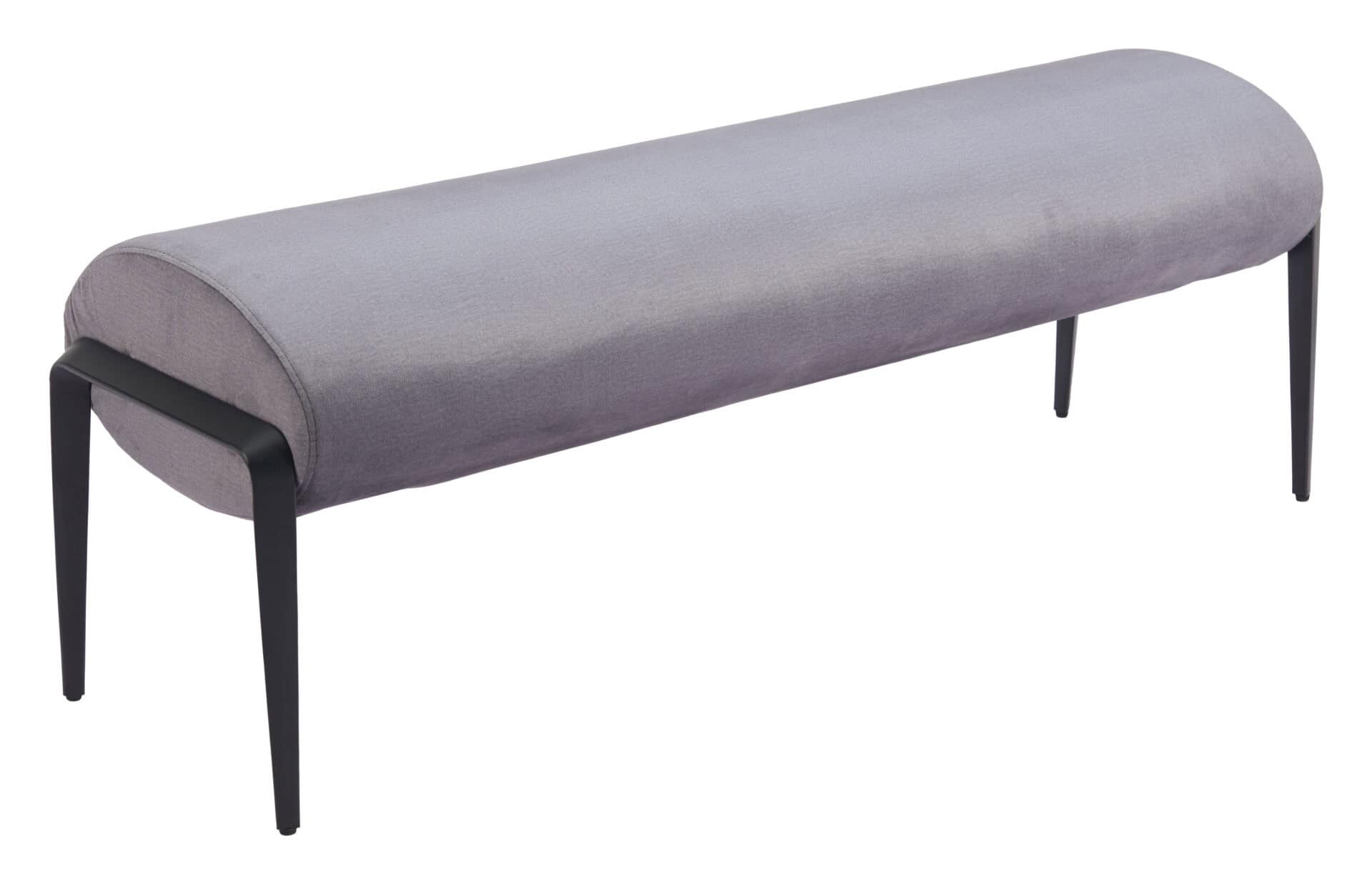 Modern Gray Velvet Bench with Steel Frame and Rubber Feet 4 Modern Gray Velvet Bench with Steel Frame and Rubber Feet - Image 4