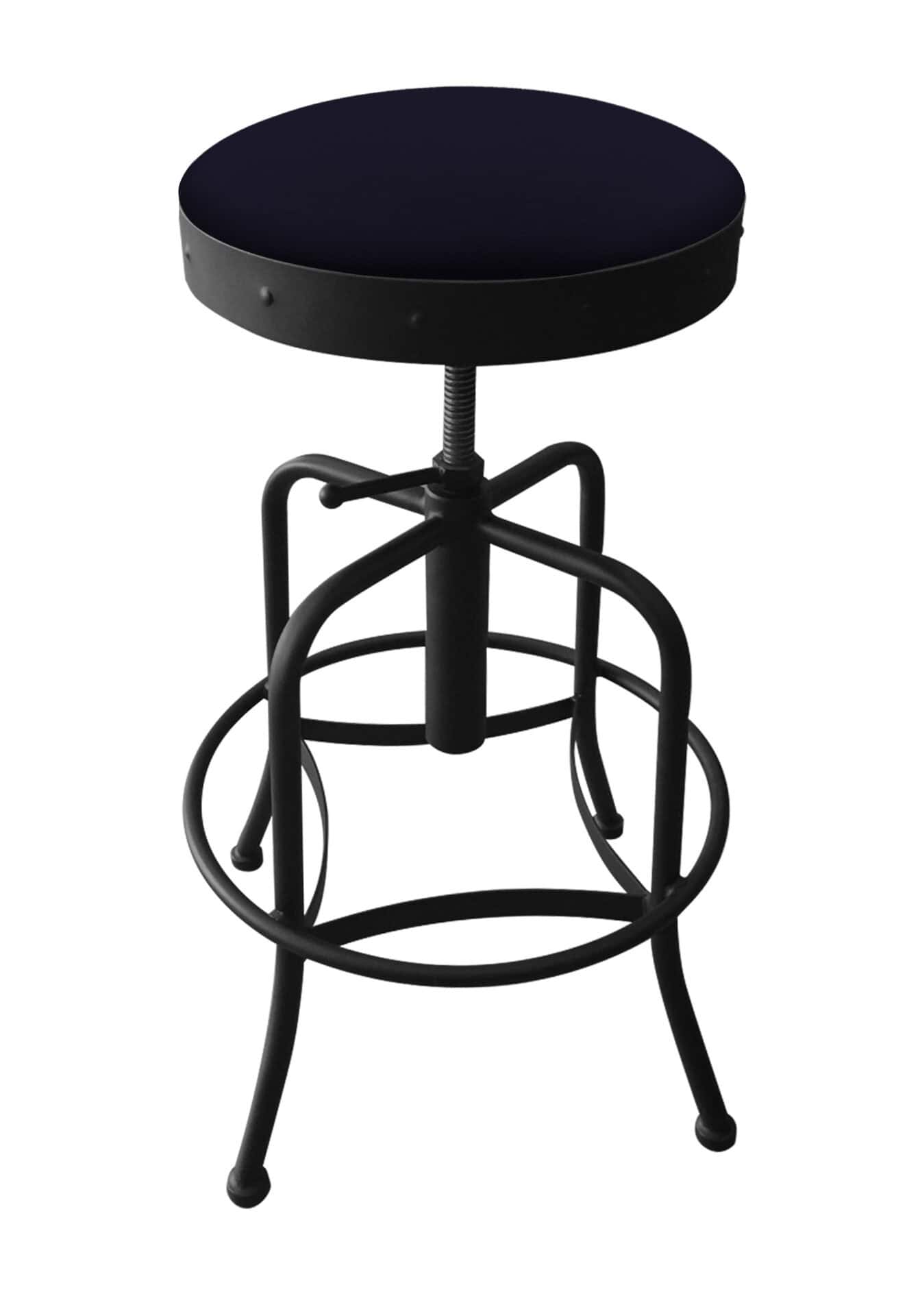 Adjustable Backless Bar Stool with Steel Frame, Black Wrinkle Finish, Canter Twilight Seat, and Screw Base 1 Adjustable Backless Bar Stool with Steel Frame, Black Wrinkle Finish, Canter Twilight Seat, and Screw Base