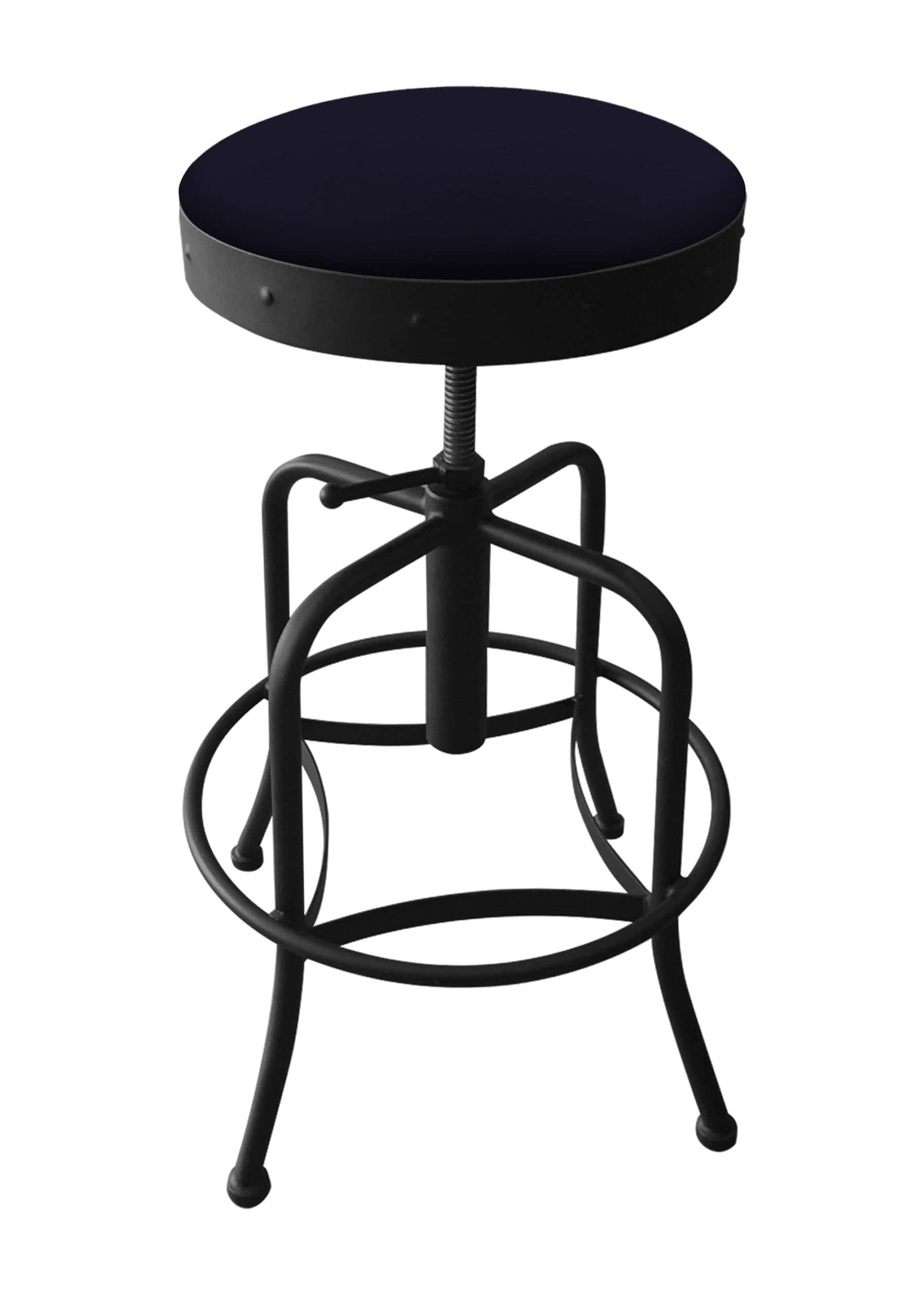 Adjustable Backless Bar Stool with Steel Frame, Black Wrinkle Finish, Canter Twilight Seat, and Screw Base 4 Adjustable Backless Bar Stool with Steel Frame, Black Wrinkle Finish, Canter Twilight Seat, and Screw Base