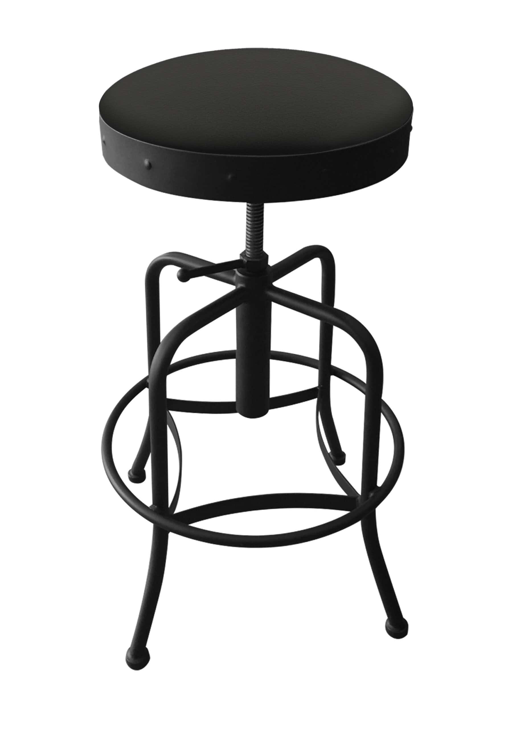 Adjustable Backless Bar Stool with Steel Frame, Black Wrinkle Finish, Canter Iron Seat, and Screw Base 4 Adjustable Backless Bar Stool with Steel Frame, Black Wrinkle Finish, Canter Iron Seat, and Screw Base