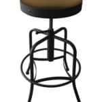 Adjustable Backless Bar Stool with Steel Frame, Black Wrinkle Finish, Canter Saddle Seat, and Screw Base