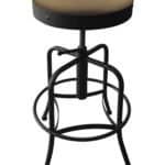 Adjustable Backless Bar Stool with Steel Frame, Black Wrinkle Finish, Canter Sand Seat, and Screw Base
