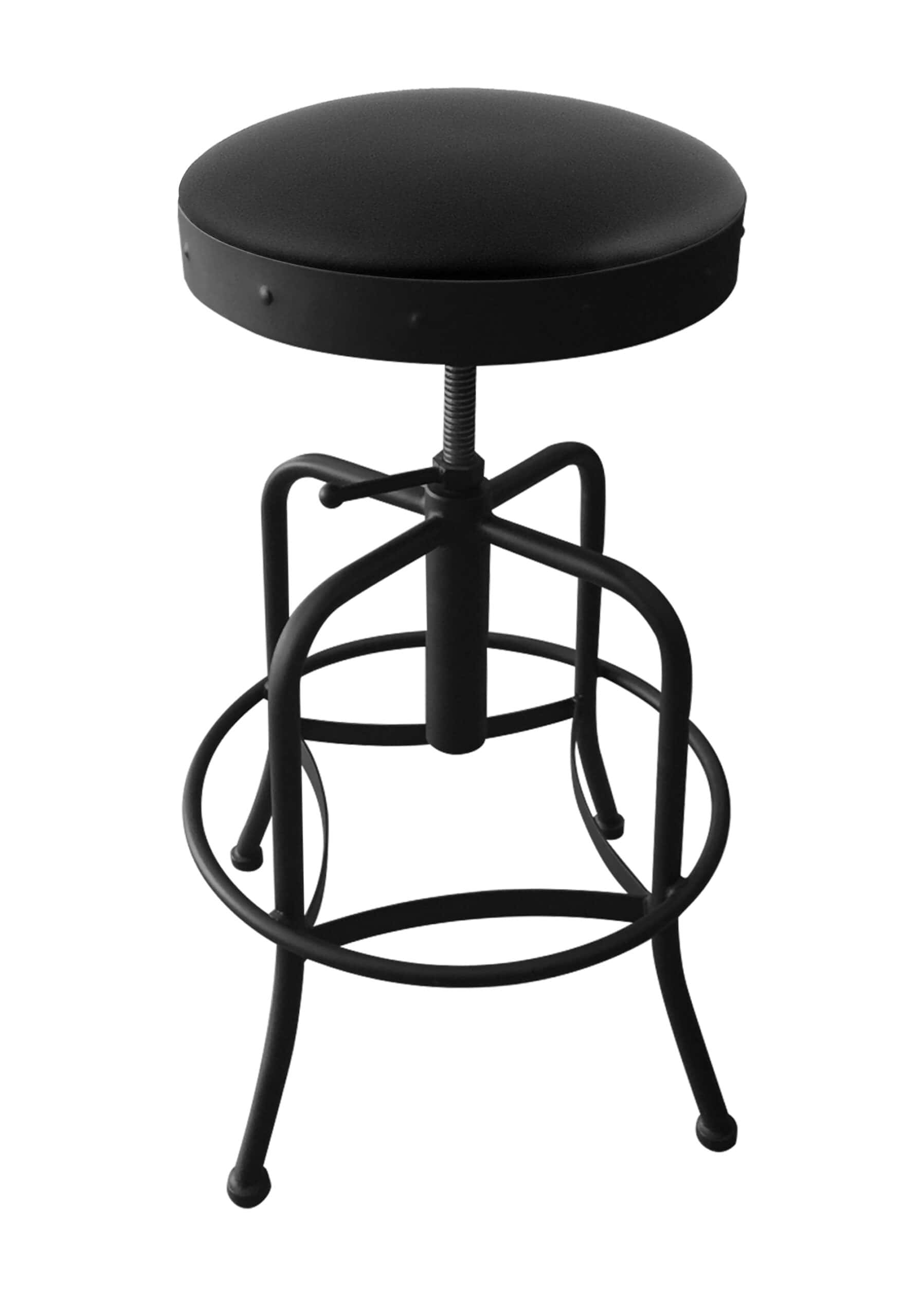 Adjustable Backless Bar Stool with Steel Frame, Black Wrinkle Finish, Black Vinyl Seat, and Screw Base 4 Adjustable Backless Bar Stool with Steel Frame, Black Wrinkle Finish, Black Vinyl Seat, and Screw Base