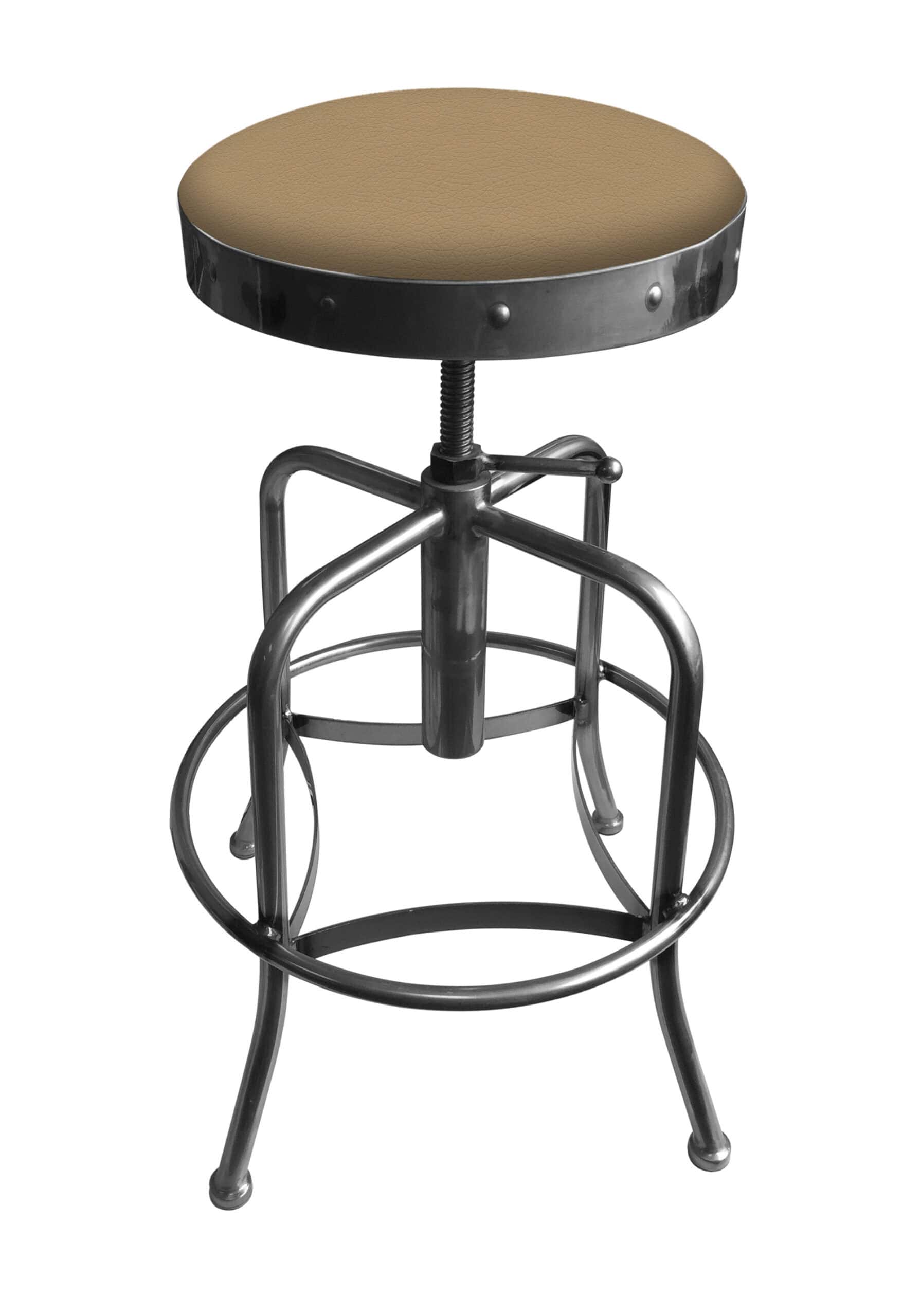 Adjustable Backless Bar Stool with Steel Frame, Clear Coat Finish, Canter Sand Seat, and Screw Base 4 Adjustable Backless Bar Stool with Steel Frame, Clear Coat Finish, Canter Sand Seat, and Screw Base