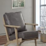 Modern Grey Faux Leather Lounge Chair with Rubberwood Frame 9 Modern Grey Faux Leather Lounge Chair with Rubberwood Frame