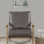 Modern Grey Faux Leather Lounge Chair with Rubberwood Frame 10 Modern Grey Faux Leather Lounge Chair with Rubberwood Frame