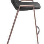 Mid Century Modern Black & Walnut Barstool with Footrest (Set of 2)
