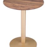 Round Brown & Gold Bistro Table with Pedestal Base for Two