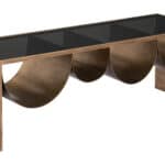 Modern Rectangular Coffee Table with Glass Top and Storage Shelves