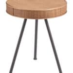 Round Wood and Rattan Side Table with Steel Frame 10 Round Wood and Rattan Side Table with Steel Frame