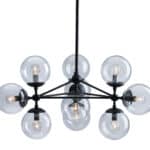 Mid-Century Black Metal Ceiling Lamp with Clear Glass Globes 12 Mid-Century Black Metal Ceiling Lamp with Clear Glass Globes