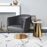 Gray Tufted Swivel Accent Chair with Faux Leather Upholstery 10 Gray Tufted Swivel Accent Chair with Faux Leather Upholstery