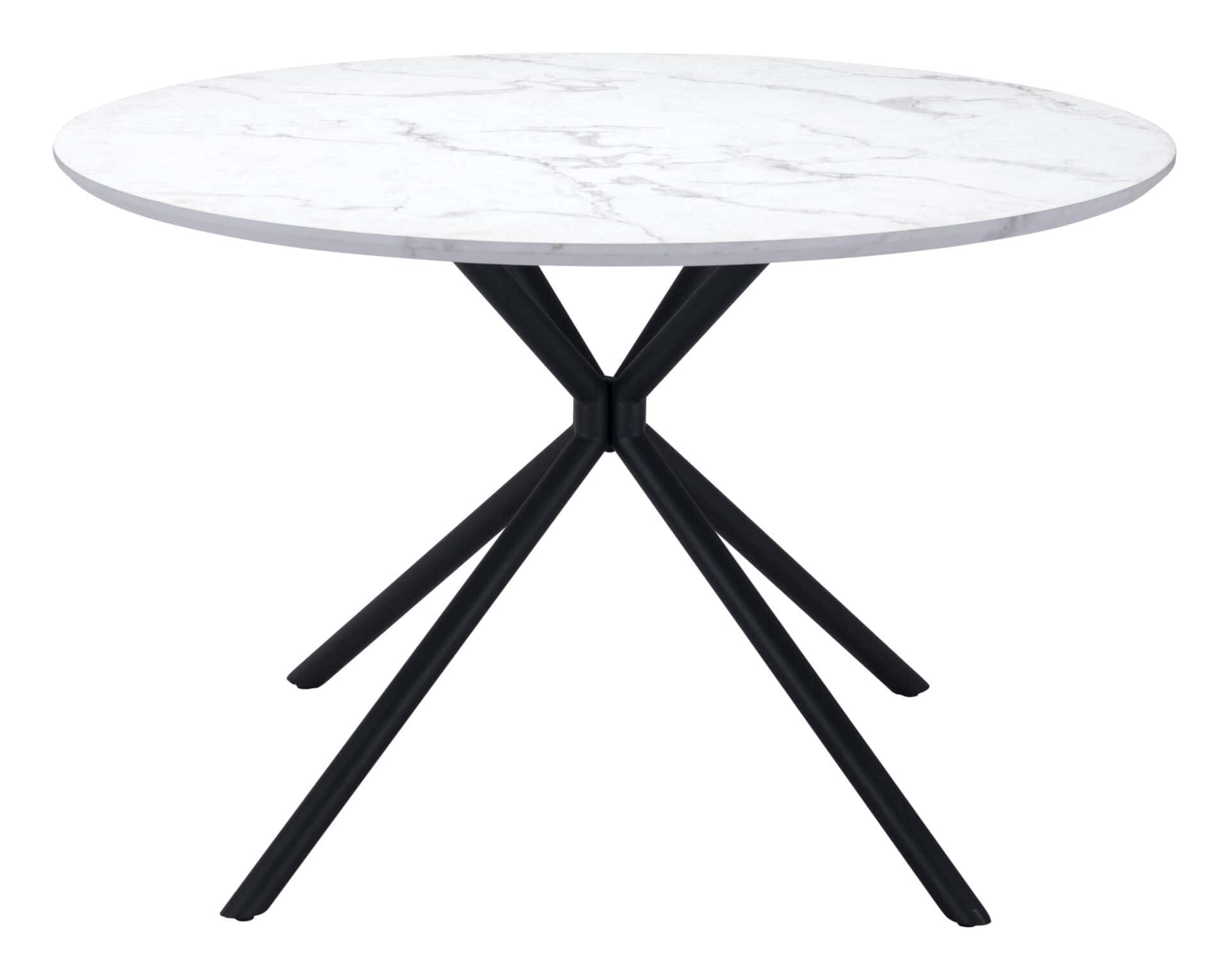 Mid Century Modern Round Dining Table with Marble Print Top 3 Mid Century Modern Round Dining Table with Marble Print Top - Image 3