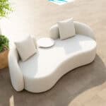 Beige Outdoor Loveseat with Durable Frame and Washable Cushions