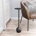 Industrial Cast Aluminum Round Side Table – Antique Black Finish